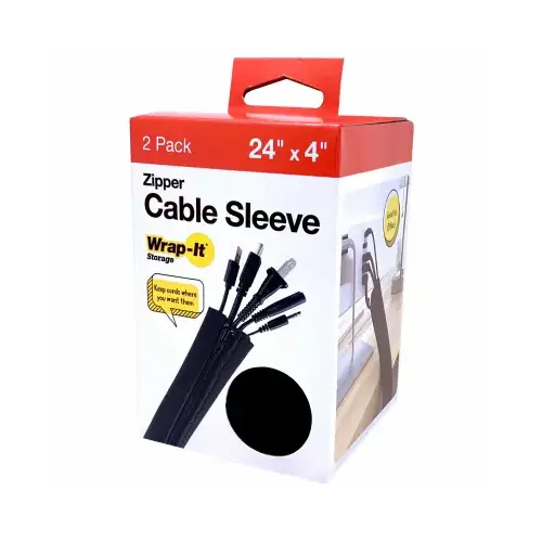 Wrap-It Storage 402-SZ-24BL Cable Sleeve Zipper, 24 In pair