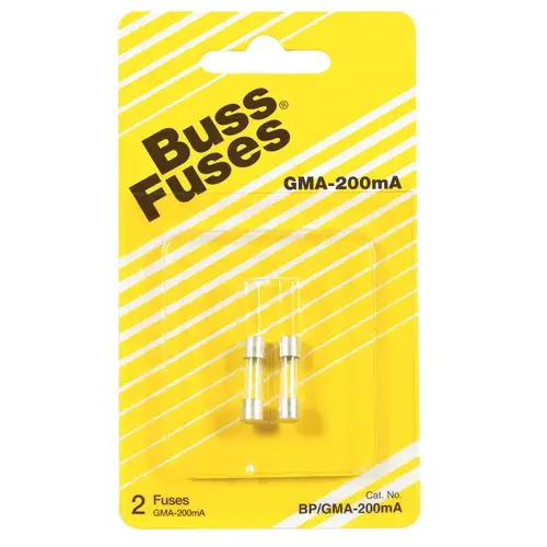 Bussmann BP/GMA-200MA Fast Acting Glass Fuse 0.2 amps Pair