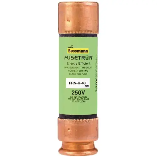 Cooper Bussmann FRN-R-40 FRN Series Brass 40 Amp 250-Volt Fusetron Time Delay Fuse Copper - pack of 10