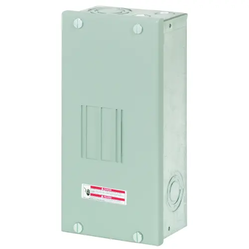 Eaton BR24L70FP BR Load Center, 70 A, 2 -Space, 4 -Circuit, Main Lug, NEMA 1 Enclosure, Flush Mounting Light Gray