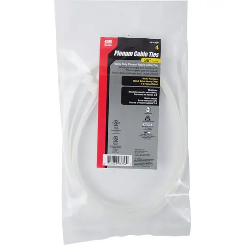 Gardner Bender 49-436P 36 In. x 0.35 In. Natural Plenum Cable Tie - pack of 4