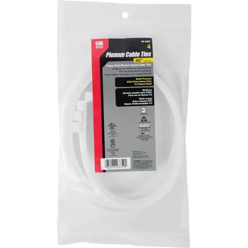 Gardner Bender 49-448P 48 In. x 0.35 In. Natural Plenum Cable Tie - pack of 4