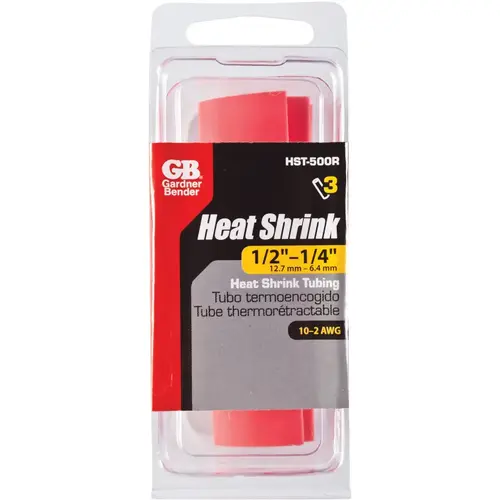 Gardner Bender HST-500R Thin-Wall Polyolefin 1/2 In. x 4 In. Heat Shrink Tubing Red