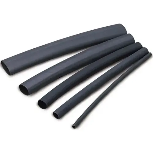 GB HST-125 Heat Shrink Tubing, 1/8 to 1/16 in Dia, 4 in L, Polyolefin, Black - pack of 7