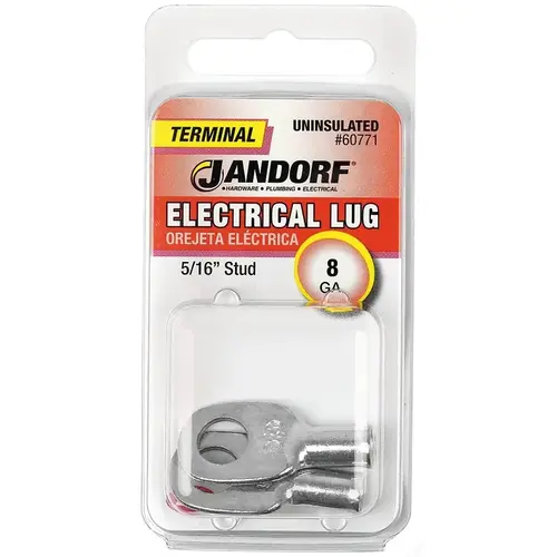 Jandorf 60771 Electrical Lug, 8 AWG Wire, 5/16 in Stud, Copper Contact