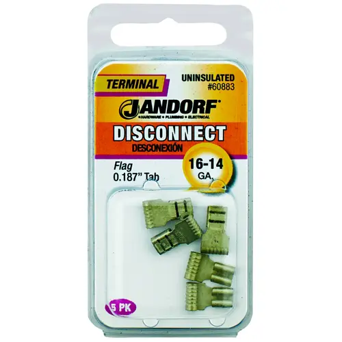 Jandorf 60883 Disconnect Terminal, 16 to 14 AWG Wire, Copper Contact - pack of 5