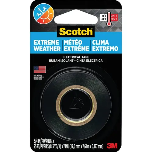 SCOTCH 16736NA Extreme Weather 3/4 In. x 25 Ft. Vinyl Electrical Tape Black