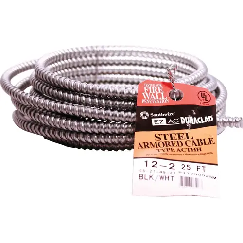Southwire 55274921 25 Ft. 12/2 AC Armored Cable Electrical Wire