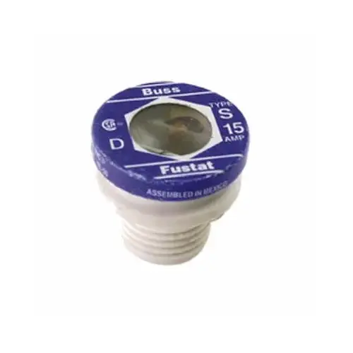 Bussmann BP/S-15 Plug Fuse, 15 A, 125 V, 10 kA Interrupt, Low Voltage, Time Delay Fuse Pair