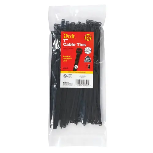 Do it LH-S-200-8-UVB 7 In. x 0.189 In. Black Molded Nylon Weather Resistant Cable Tie - pack of 100