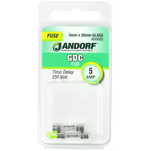Jandorf 60680 Time Delay Fuse, 5 A, 250 V, 50 A Interrupt, Glass Body