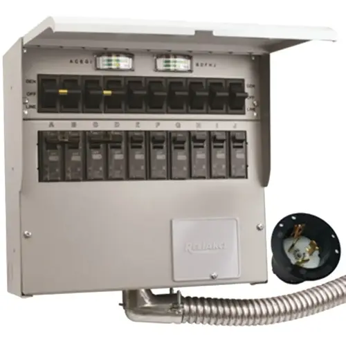 Reliance Controls R510A Pro/Tran 2 Transfer Switch, 1 -Phase, 50/100 A, 125/250 V, 10, 5 -Circuit, 10 -Breaker Powder-Coated