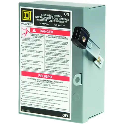 Square D L111N Safety Switch, 1 -Pole, 30 A, 120 V, SPST, Lug Terminal