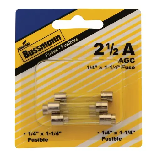 Bussmann BP/AGC-2-1/2-RP Fast Acting Glass Fuse 2-1/2 amps