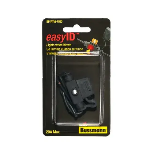 Bussmann BP/ATM-FHID 20-Amp #16 Easy ID Illuminating ATM Blade Fuse Holder Black