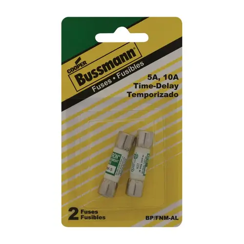 Bussmann BP/FNM-AL-XCP2 Time Delay Cartridge Fuse 5, 10 amp - 2 per pack x2 packs
