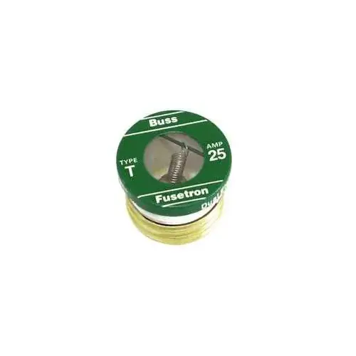 Bussmann T-25 Plug Fuse, 25 A, 125 V, 10 kA Interrupt, Plastic Body, Low Voltage, Time Delay Fuse - pack of 4