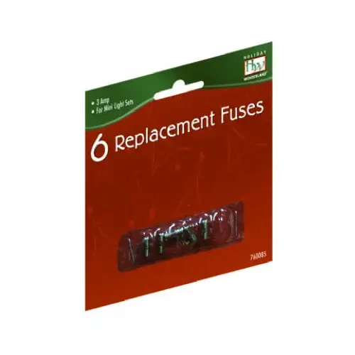 Holiday Wonderland 1267-88 Replacement Fuse, For Mini Christmas Light Set, 3-Amp - pack of 6