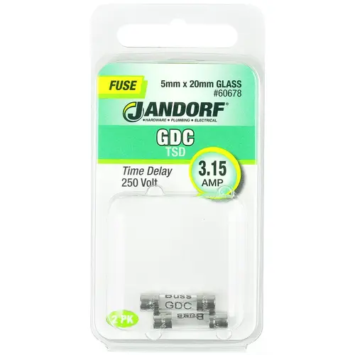 Jandorf 60678 Time Delay Fuse, 3.15 A, 250 V, 35 A Interrupt, Glass Body