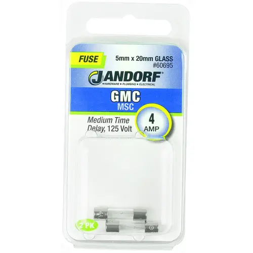 Jandorf 60695 Time Delay Fuse, 4 A, 125 V, 10 kA Interrupt, Glass Body