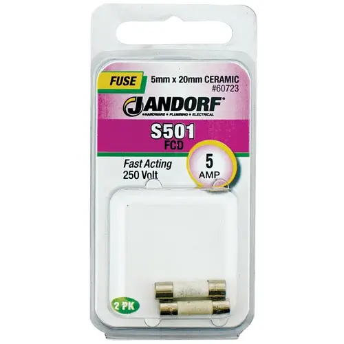 Jandorf 60723 Fast Acting Fuse, 5 A, 250 V, 1500 A Interrupt, Ceramic Body