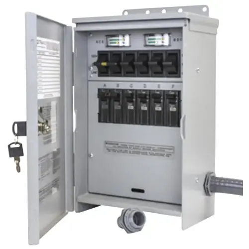 Reliance Controls R306A Pro/Tran 2 Transfer Switch, 1 -Phase, 30/60 A, 125/250 V, 6, 3 -Circuit, 6 -Breaker Powder-Coated