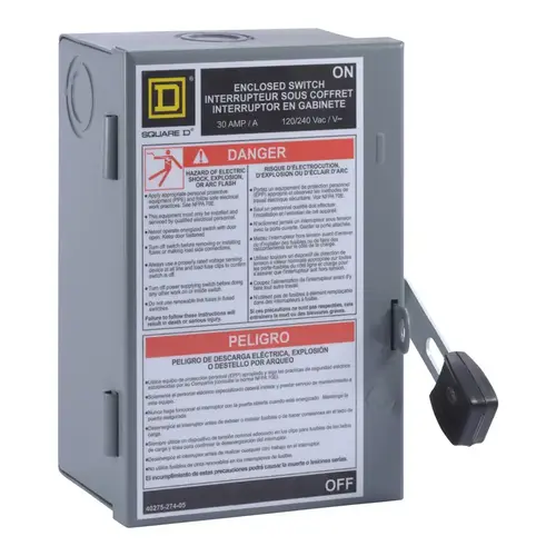 Square D L211N Fuse Safety Switch 30 amps Fusible 2-Pole
