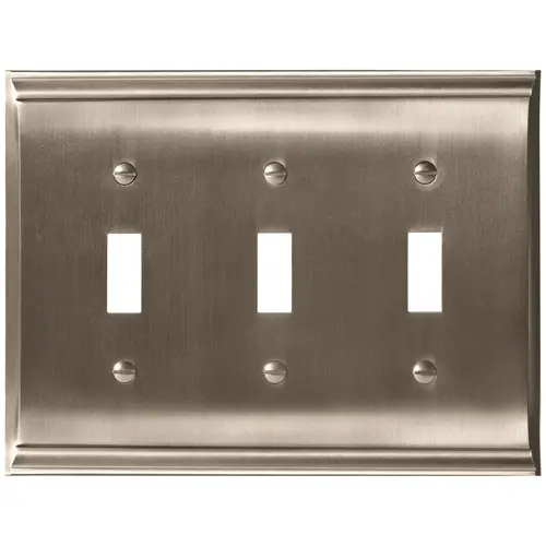 Amerock BP36502G10 4-9/10" x 6-1/2" Candler Triple Toggle Wall Plate Satin Nickel Finish