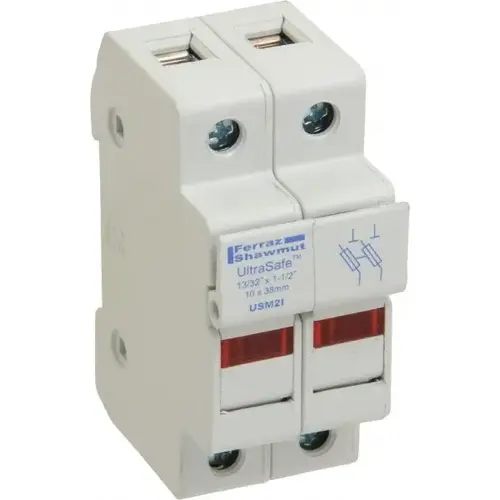 Ferraz Shawmut USM2I 2 Pole, 1000 VDC and 800 VAC, 30 Amp, DIN Rail Mount Fuse Holder