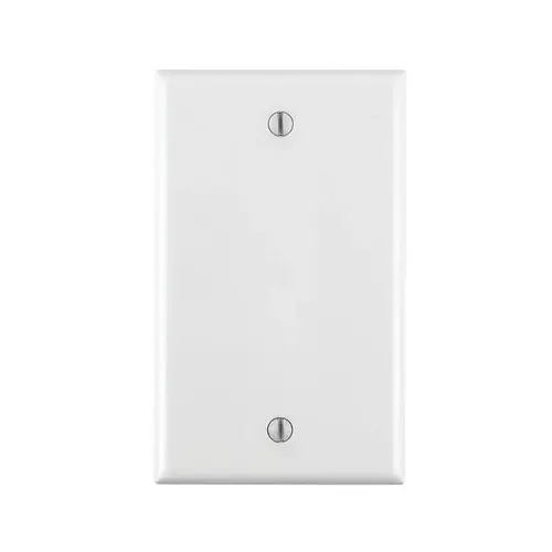 Leviton 002-80714-00W Wallplate, 4-1/2 in L, 2-3/4 in W, 0.22 in Thick, 1 -Gang, Thermoplastic Nylon, White