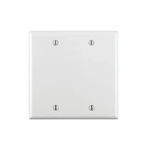Leviton R52-88025-00W Wallplate, 4-1/2 in L, 4.56 in W, 0.22 in Thick, 2 -Gang, Thermoset Plastic, White, Smooth