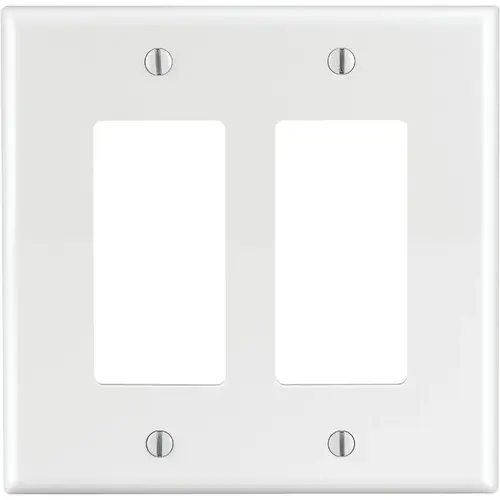 Leviton R52-PJ262-00W Decora 2-Gang Midway Nylon Decorator/Rocker Wall Plate - White