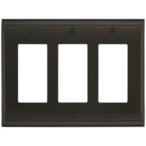 Amerock BP36506BBR 8-3/10" x 6-3/10" Candler Triple Rocker Wall Plate Black Bronze Finish