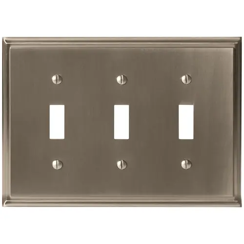 Amerock BP36516G10 8-3/10" x 6-3/10" Mulholland Triple Toggle Wall Plate Satin Nickel Finish