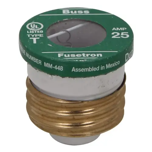 Bussmann BPT-25 Plug Fuse, 20 A, 125 V, 10 kA Interrupt, Plastic Body, Time Delay Fuse Pair