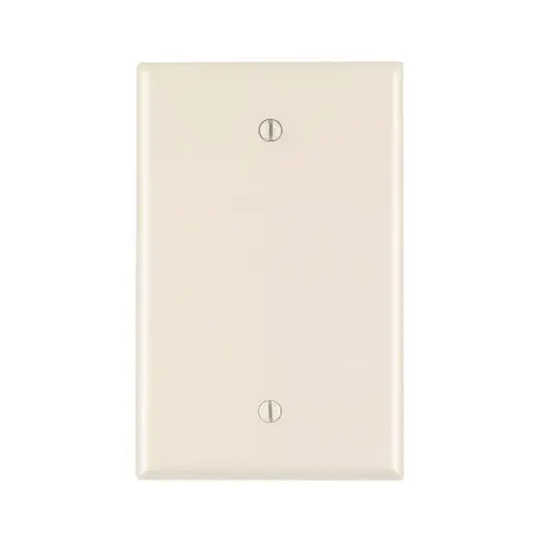 Leviton R56-0PJ13-00T PJ13-T Blank Wallplate, 4-7/8 in L, 3-1/8 in W, 1/4 in Thick, 1 -Gang, Nylon, Light Almond, Box Mounting