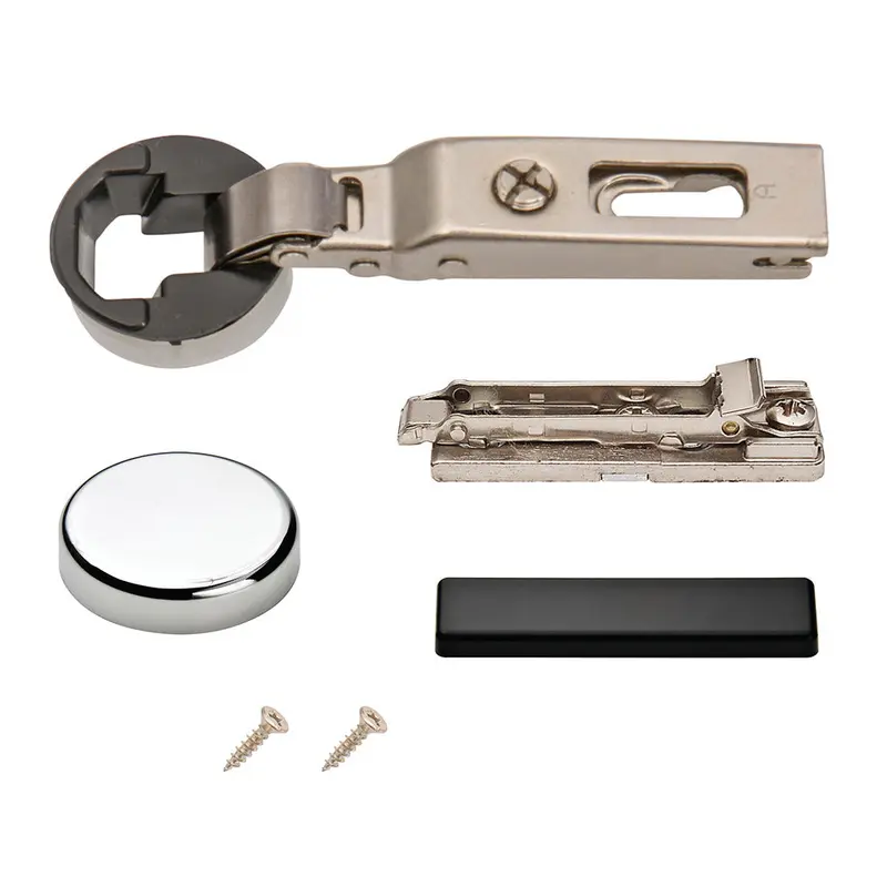 European Glass Door HingesStraight Arm / D Cap - Chrome / White