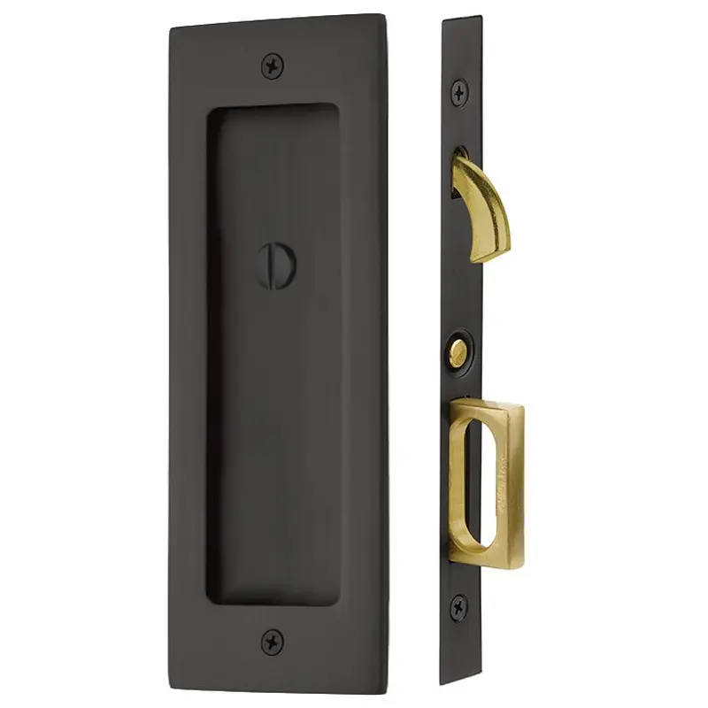 Modern Rectangular Privacy  Pocket Door LockOil Rubbed Bronze / 1 - 3/8"