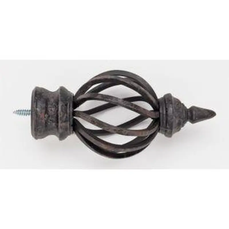 Bird Cage Finial With Plug - Iron Oxide - 802