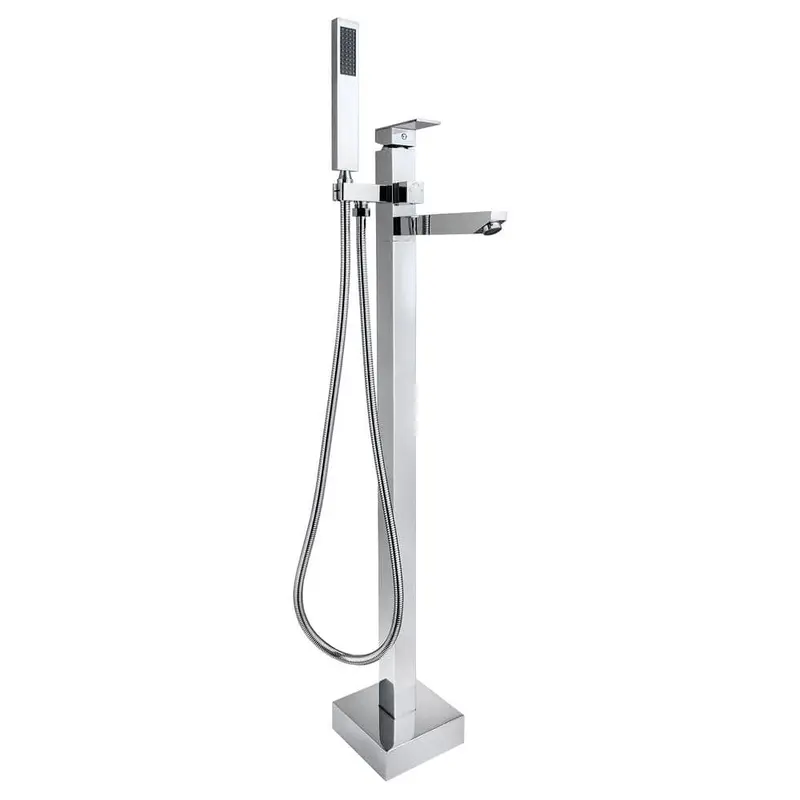 1-Handle Freestanding Floor Mount Roman Tub Faucet Bathtub Filler with Hand Shower in Chrome13 / box