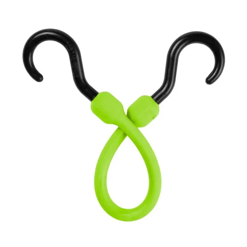 12 in. Polyurethane Bungee Cord with Molded Nylon Hooks in Safety Green