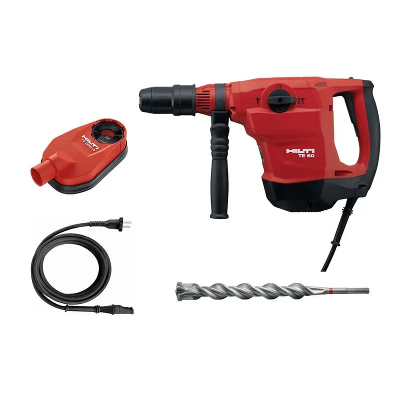 120-Volt 13 Amp Corded 1-9/16 in. SDS-Max TE 60-AVR Rotary Hammer, Dust Removal System Kit, Cord and TE-YX Drill Bit15 / each