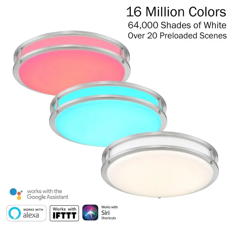14 in. Voice Controlled Colors Brushed Nickel Smart LED Flush Mount2.71 / each