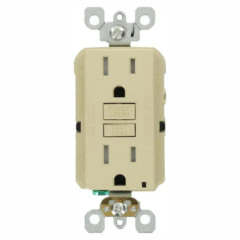 15 Amp 125-Volt SmarTest Self-Test SmartlockPro Tamper Resistant GFCI Duplex Outlet, Ivory (3-Pack)Brown / .3 / 1