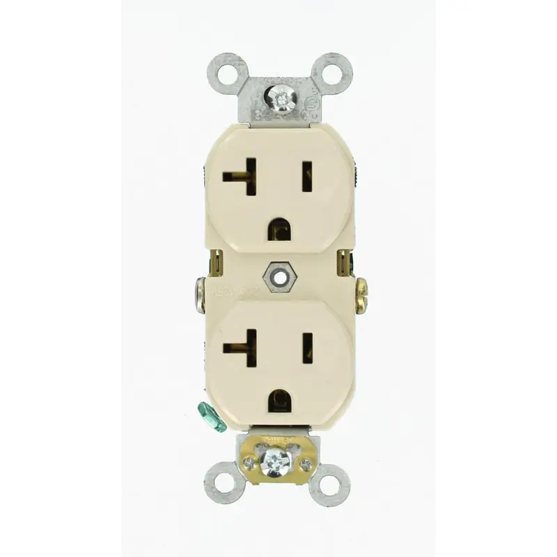 20 Amp Commercial Grade Duplex Outlet, Light AlmondBrown / .18 / 1