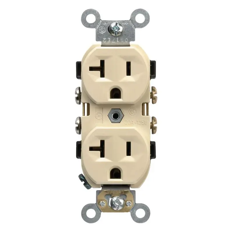 20 Amp Commercial Grade Duplex Outlet, IvoryBrown / .18 / 1