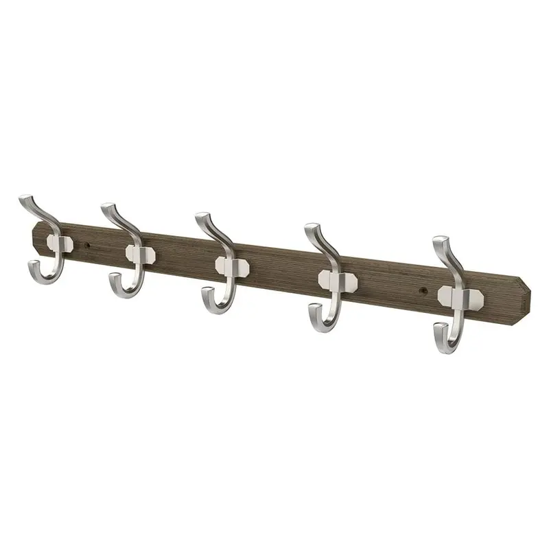 24 in. Graywash and Satin Nickel Hook Rack1.60 / each