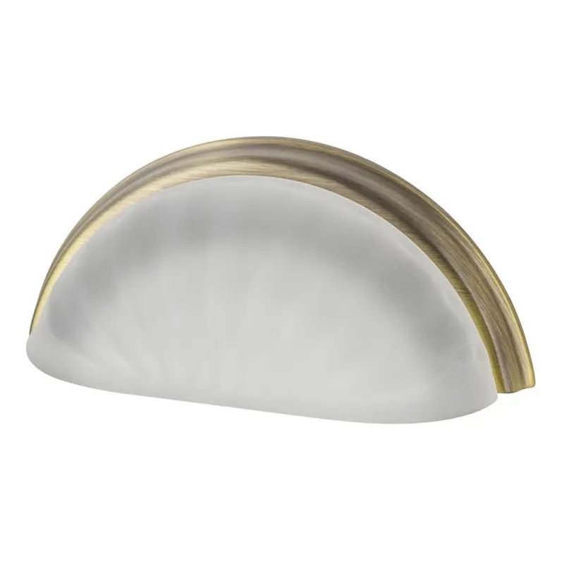 3 in. Center-to-Center Cup Crystal Frosted Fluted in Antique Brass Drawer Pull3 in. / Polished Brass / .2