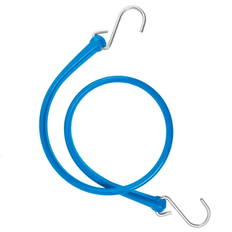 31 in. Polyurethane Bungee Strap with Galvanized S-Hooks (Overall Length: 36 in.) in Blue