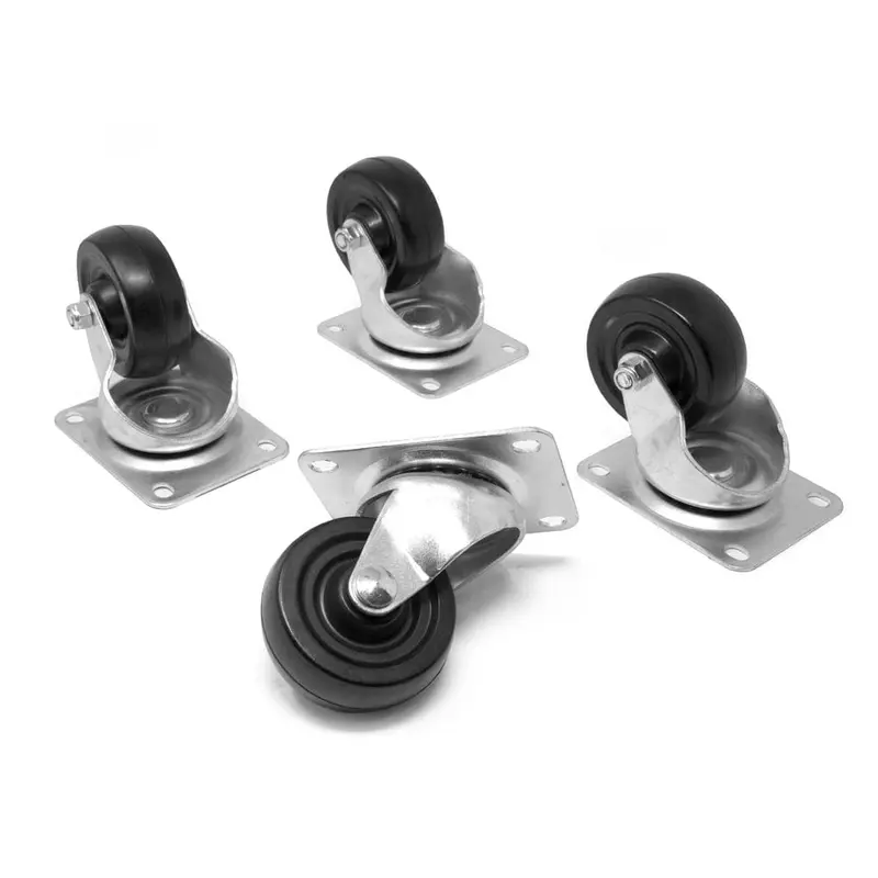 4 in. 310 lbs. Capacity Rubber Single-Bearing Swivel Plate Caster (4-Pack)